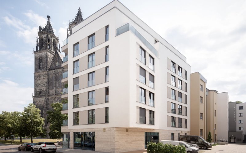 Magdeburger Dom | Wohn- und Geschäftshaus Danzstraße | Staffelgeschoss | städtebaulichen Ecken